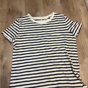 Old Navy Navy and White Striped Boyfriend Tee